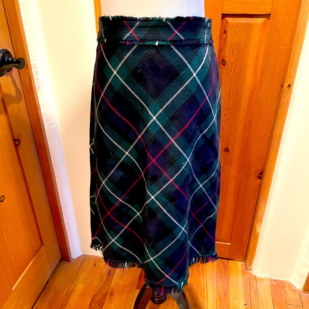 J. Crew Tartan plaid A-line Midi Skirt size 2